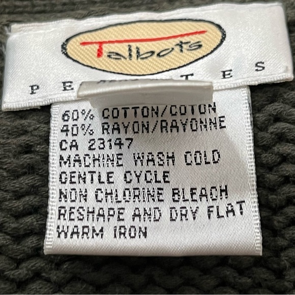 Vintage Talbots Cable Knit Mock Neck Sweater Womens Size Small Green Zip - Picture 9 of 15